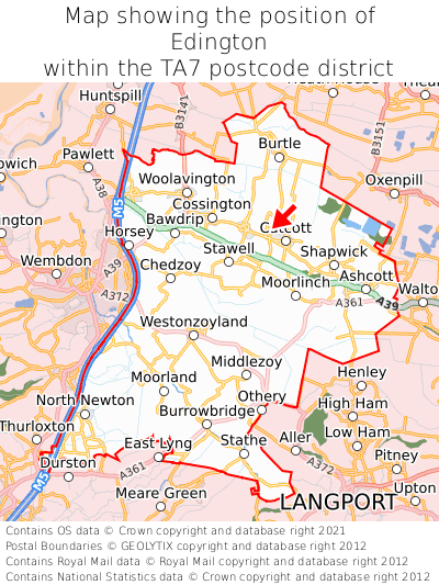 Map showing location of Edington within TA7