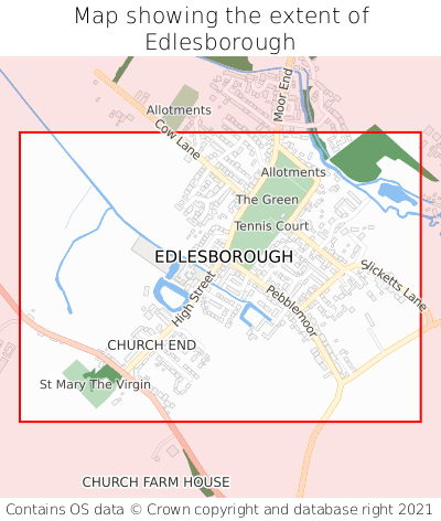 Map showing extent of Edlesborough as bounding box