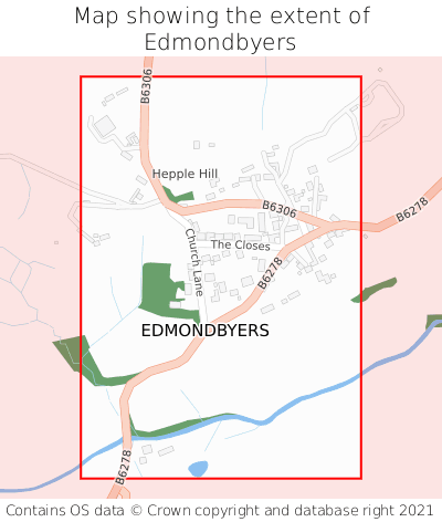 Map showing extent of Edmondbyers as bounding box