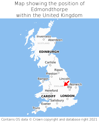 Map showing location of Edmondthorpe within the UK