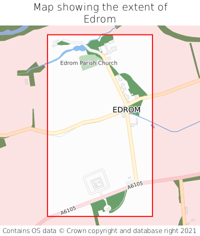 Map showing extent of Edrom as bounding box