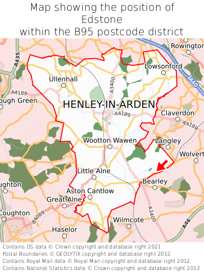 Map showing location of Edstone within B95