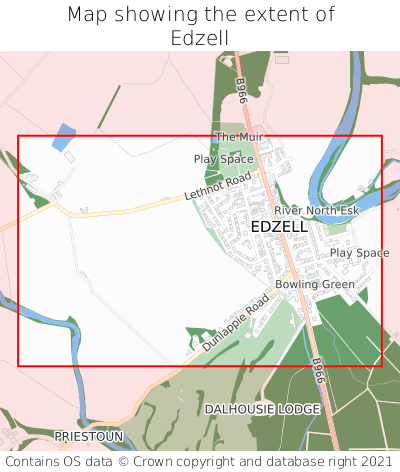 Map showing extent of Edzell as bounding box