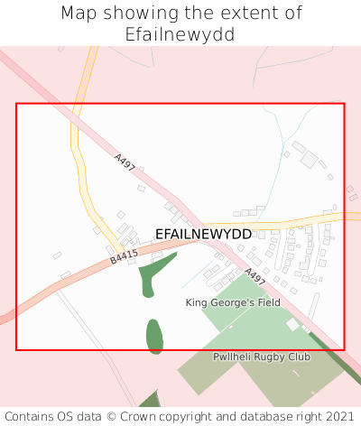 Map showing extent of Efailnewydd as bounding box