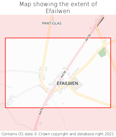 Map showing extent of Efailwen as bounding box
