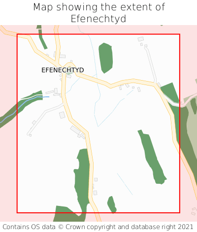 Map showing extent of Efenechtyd as bounding box