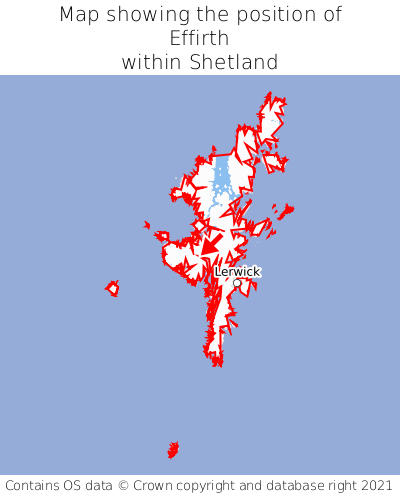 Map showing location of Effirth within Shetland