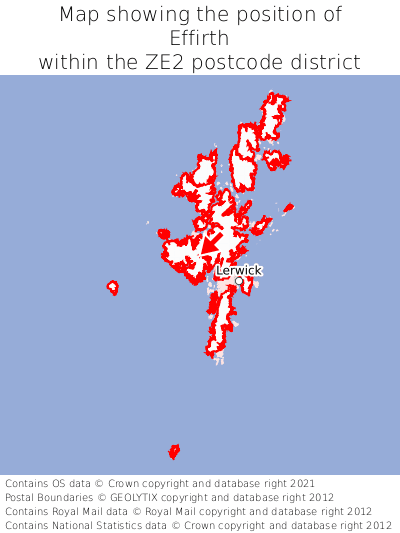 Map showing location of Effirth within ZE2