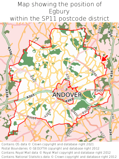 Map showing location of Egbury within SP11