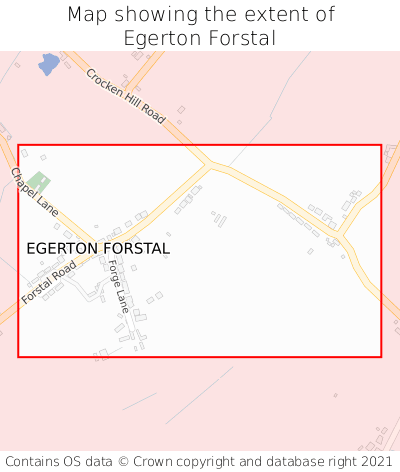 Map showing extent of Egerton Forstal as bounding box