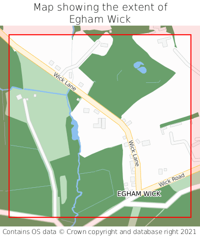 Map showing extent of Egham Wick as bounding box