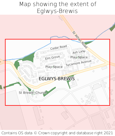 Map showing extent of Eglwys-Brewis as bounding box
