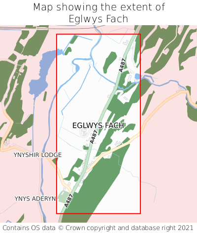 Map showing extent of Eglwys Fach as bounding box