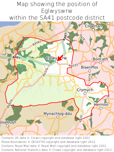 Map showing location of Eglwyswrw within SA41