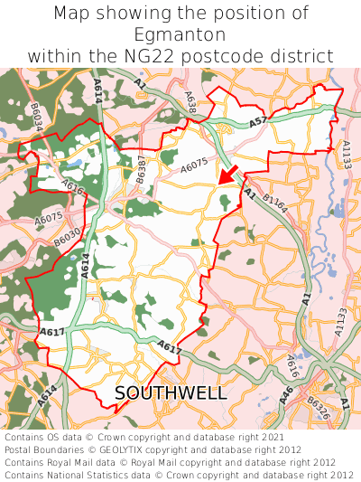 Map showing location of Egmanton within NG22