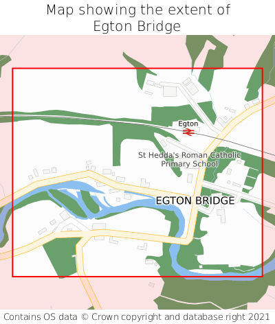 Map showing extent of Egton Bridge as bounding box