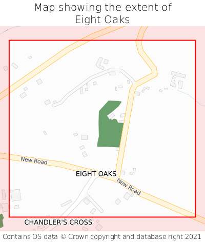 Map showing extent of Eight Oaks as bounding box