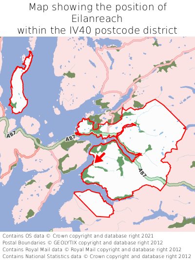 Map showing location of Eilanreach within IV40