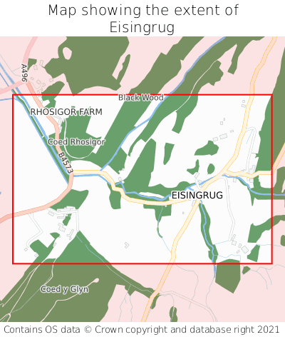 Map showing extent of Eisingrug as bounding box