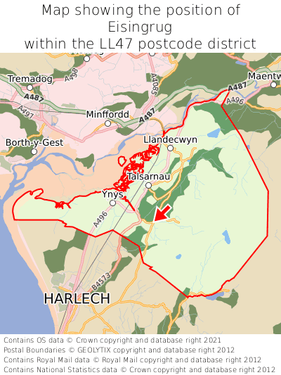 Map showing location of Eisingrug within LL47