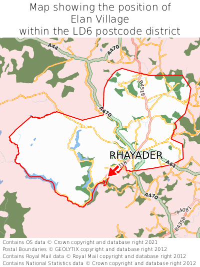 Map showing location of Elan Village within LD6