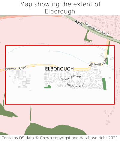 Map showing extent of Elborough as bounding box
