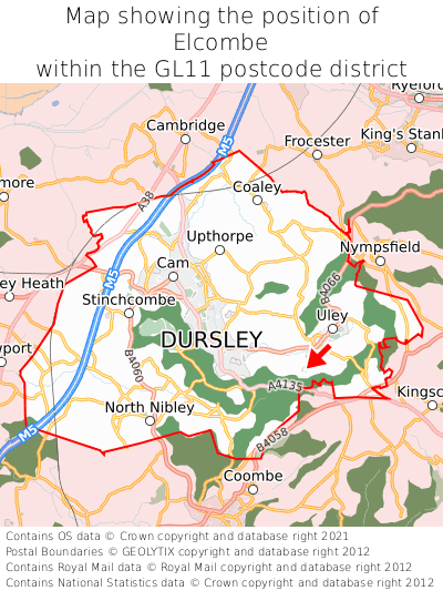 Map showing location of Elcombe within GL11