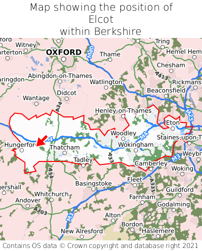 Map showing location of Elcot within Berkshire