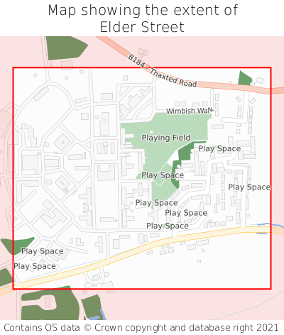 Map showing extent of Elder Street as bounding box