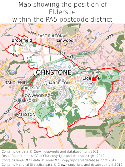 Map showing location of Elderslie within PA5