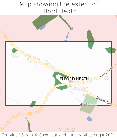 Map showing extent of Elford Heath as bounding box