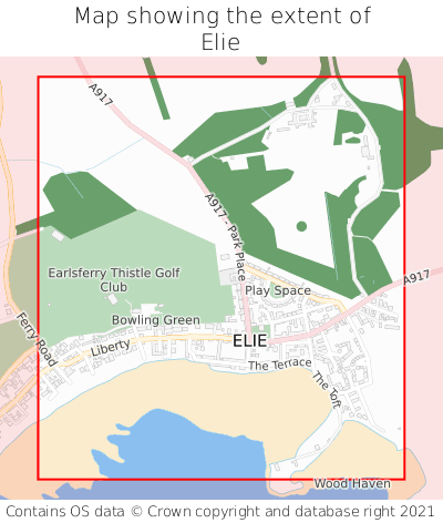 Map showing extent of Elie as bounding box