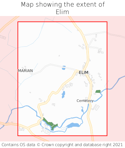 Map showing extent of Elim as bounding box