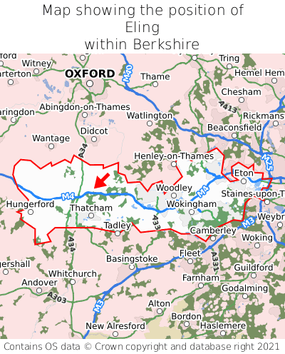 Map showing location of Eling within Berkshire