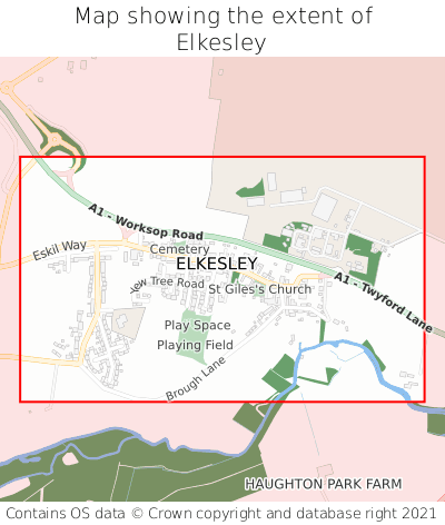 Map showing extent of Elkesley as bounding box