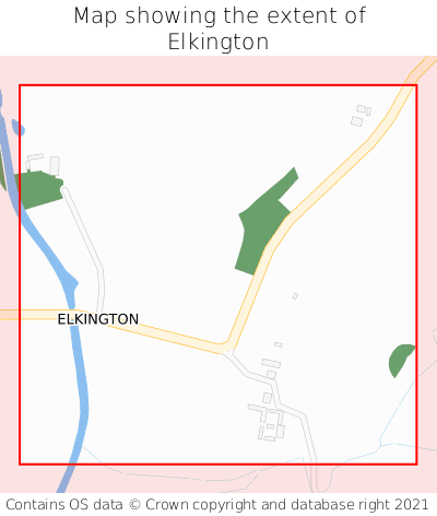 Map showing extent of Elkington as bounding box