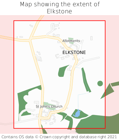 Map showing extent of Elkstone as bounding box