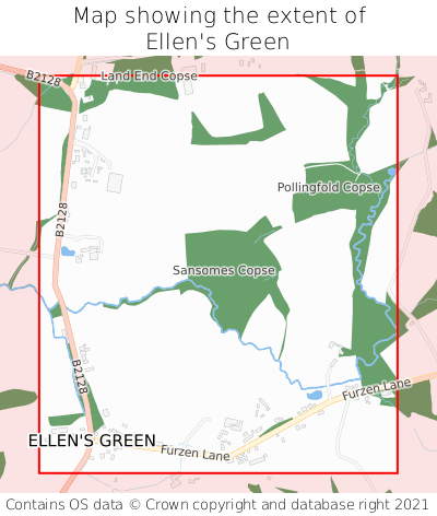 Map showing extent of Ellen's Green as bounding box