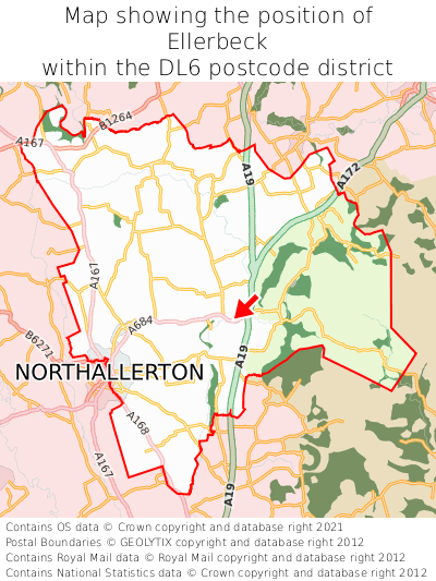 Map showing location of Ellerbeck within DL6
