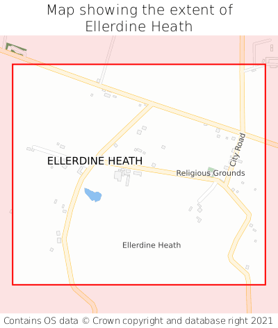 Map showing extent of Ellerdine Heath as bounding box