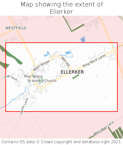 Map showing extent of Ellerker as bounding box