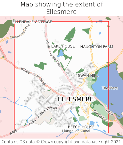 Map showing extent of Ellesmere as bounding box
