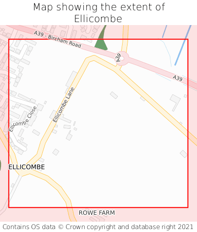Map showing extent of Ellicombe as bounding box