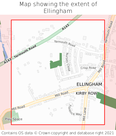 Map showing extent of Ellingham as bounding box
