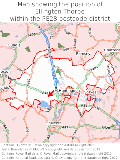 Map showing location of Ellington Thorpe within PE28