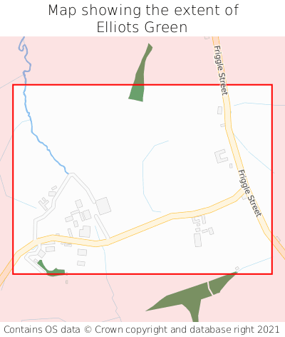 Map showing extent of Elliots Green as bounding box