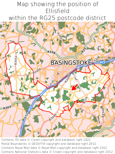 Map showing location of Ellisfield within RG25