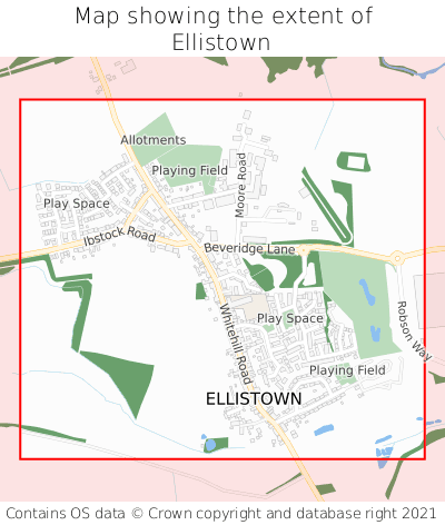Map showing extent of Ellistown as bounding box