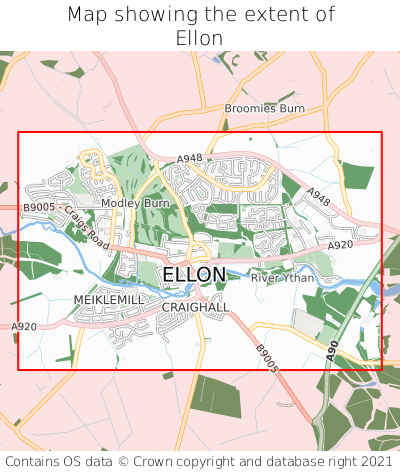 Map showing extent of Ellon as bounding box