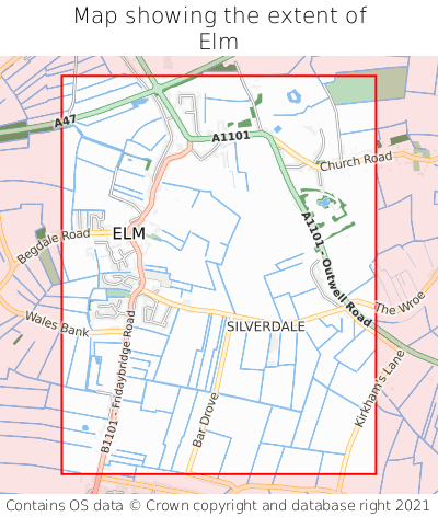 Map showing extent of Elm as bounding box